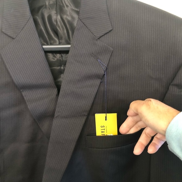 Stafford® Executive Super 100 Wool Classic Black Blazer Suit Jacket 54 B&T BLong - Picture 3 of 16